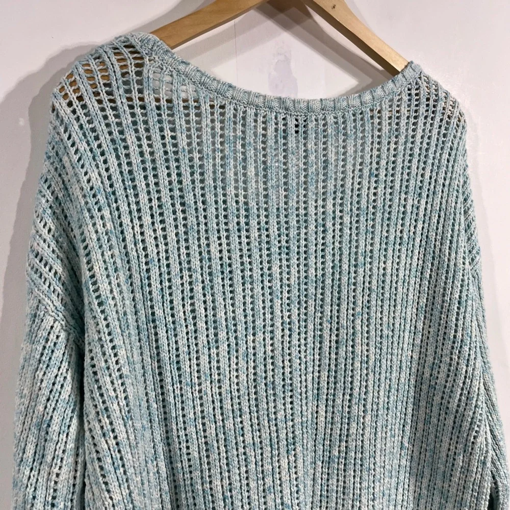 Talbots Coastal Mature‎ Open Knit Scoop Neck Pullover Sweater Womens 1x Beachy